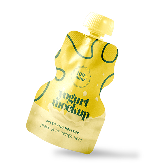 Custom shaped retort spout pouch for yogurt fruit puree, food grade high temperature resistant flexible packaging bag with twist spout cap