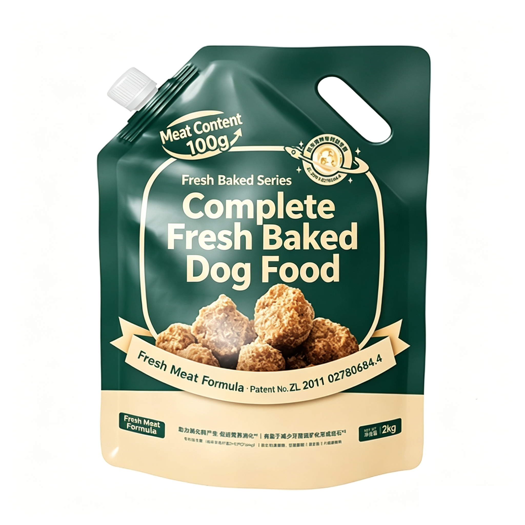 Custom flexible dog food packaging pouch with stand-up zipper design for pet food storage