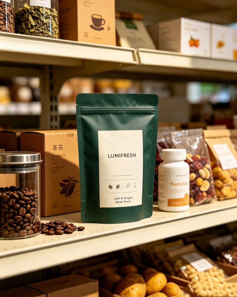 Lumifresh food storage barrier pouch kitchen usage scene